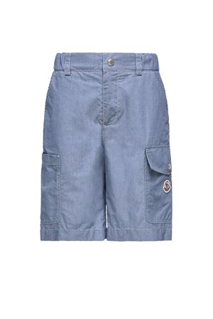 bermuda in cotone azzurro MONCLER KIDS | L19542B00005599EY715